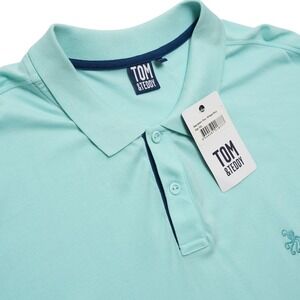 Tom & Teddy Polo Mens XXL Whisper Blue Pima Pique Cotton Octopus Logo NWT